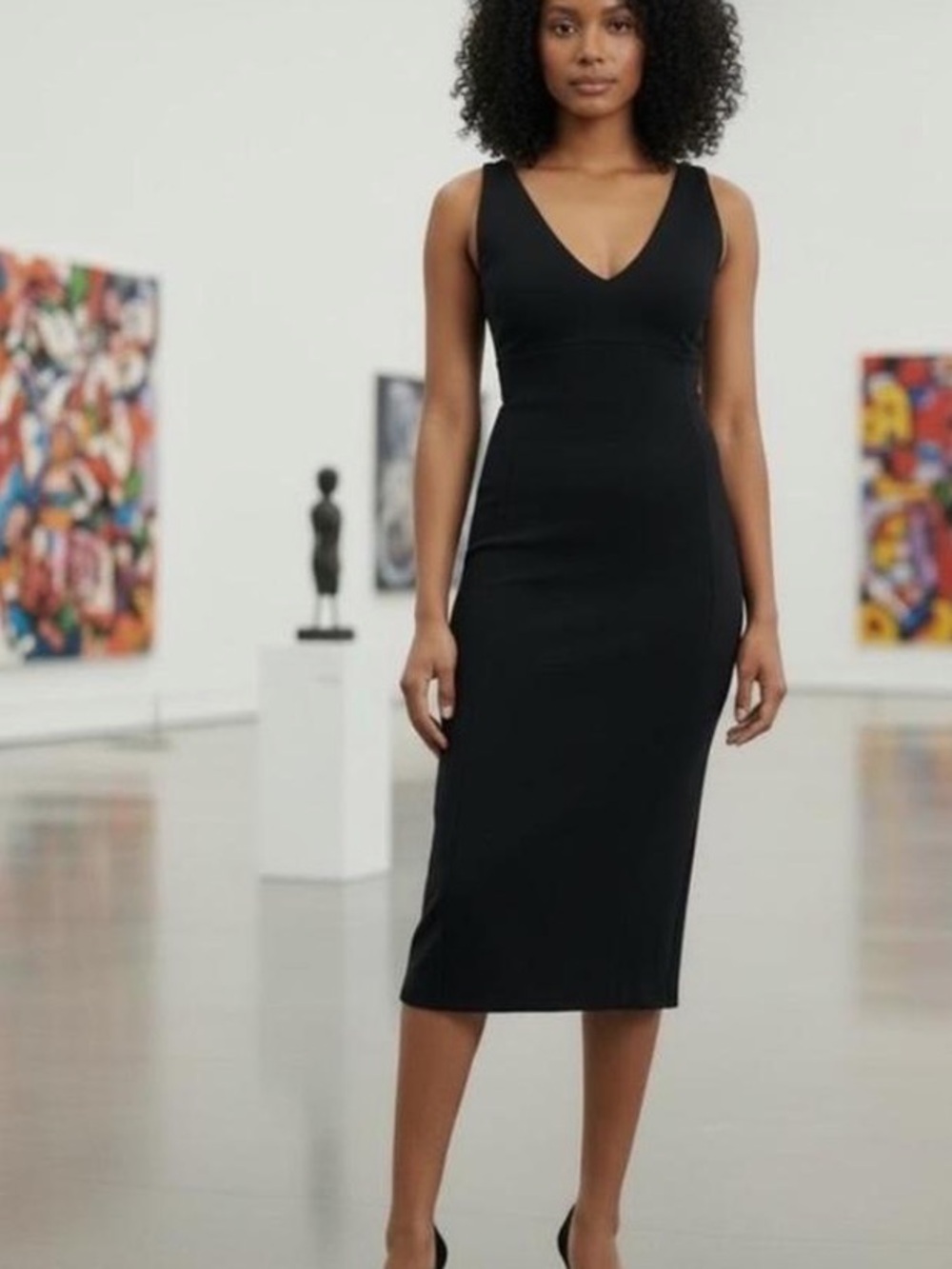 Spanx Classic Black V-Neck Sheath Dress